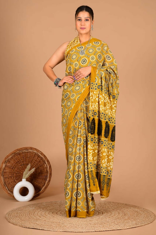 Exclusive Collection Yellow Beautiful Mulmul Cotton Grab2Buy 