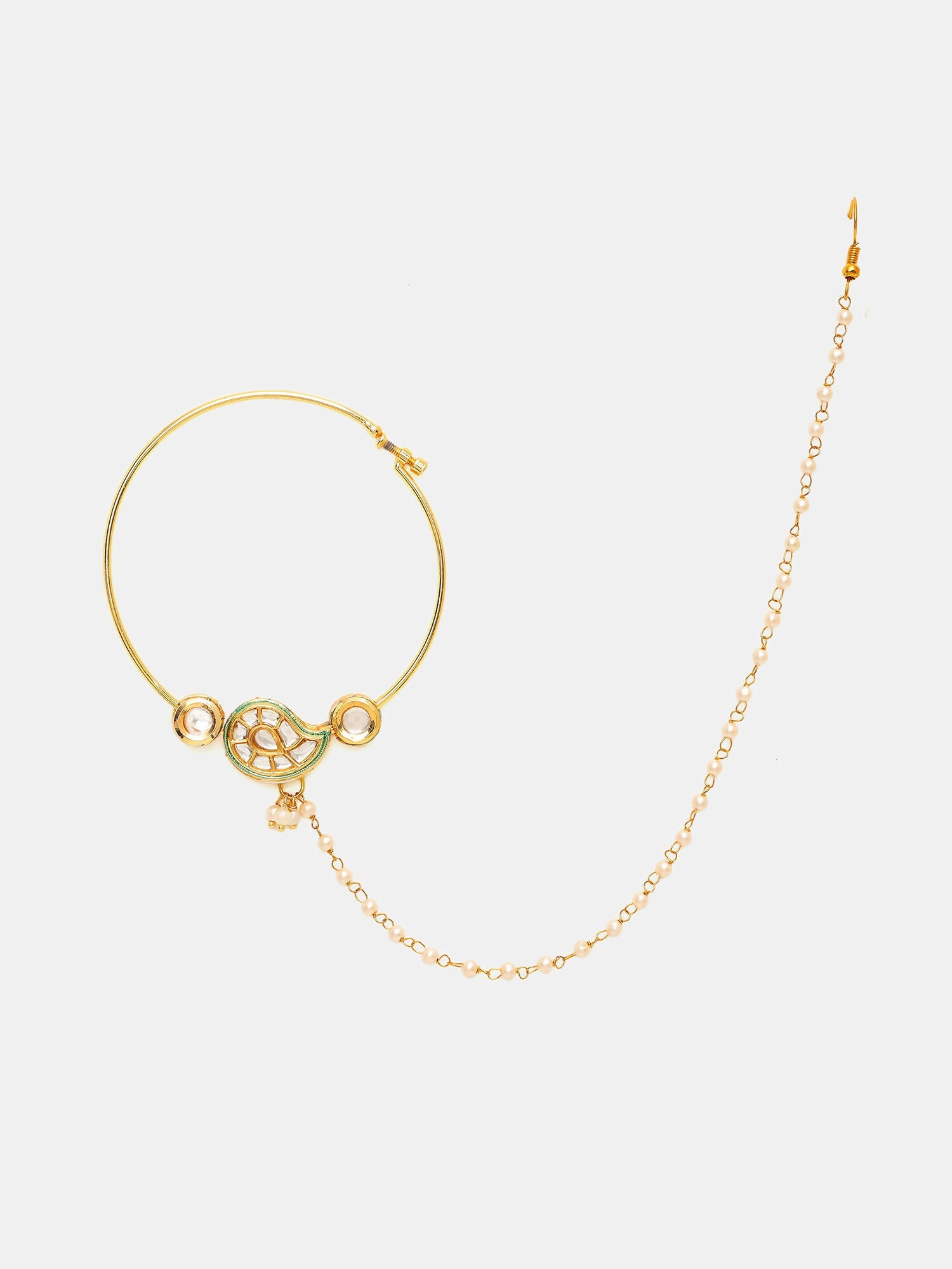 Ruby Raang 22k Gold Polished Kundan Maharani Nose Ring (Clip On) - Distacart