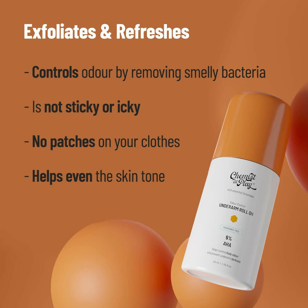 Chemist at Play UnderArm Roll On Fragrance Free, Prevents Body Odour, Brightens Skin & Exfoliates Underarm  Grab2Buy Chemist At Play Grab2Buy