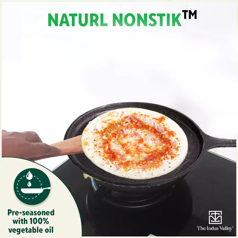 The Indus Valley CASTrong Cast Iron Cookware Set: Tawa+ Kadai+ Frypan, Kitchen Set for Home, Pre-seasoned, 100% Pure, Induction, Tadka Pan