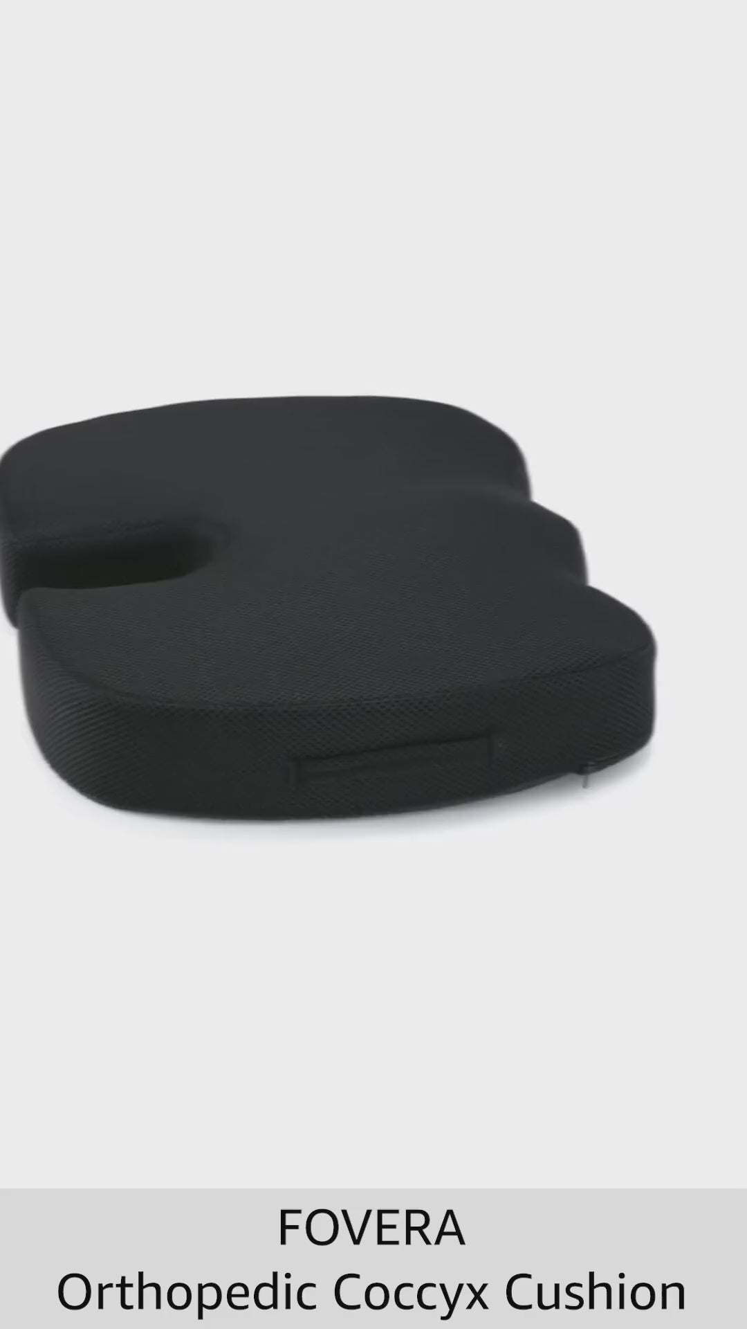 FOVERA Orthopedic Coccyx Seat Cushion for Tailbone Pain | 2-Years Warranty | Memory Foam Chair Pad for Sciatica & Back Pain Relief (18 x 17 Inch), Fits Up to 120Kg Wt, for Chair & Car (Mesh Black)