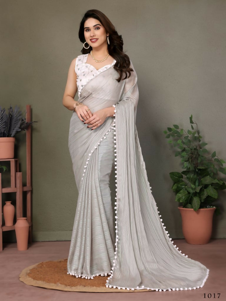 Designer Partywear Grey Banglor Fancy Saree - Kanak