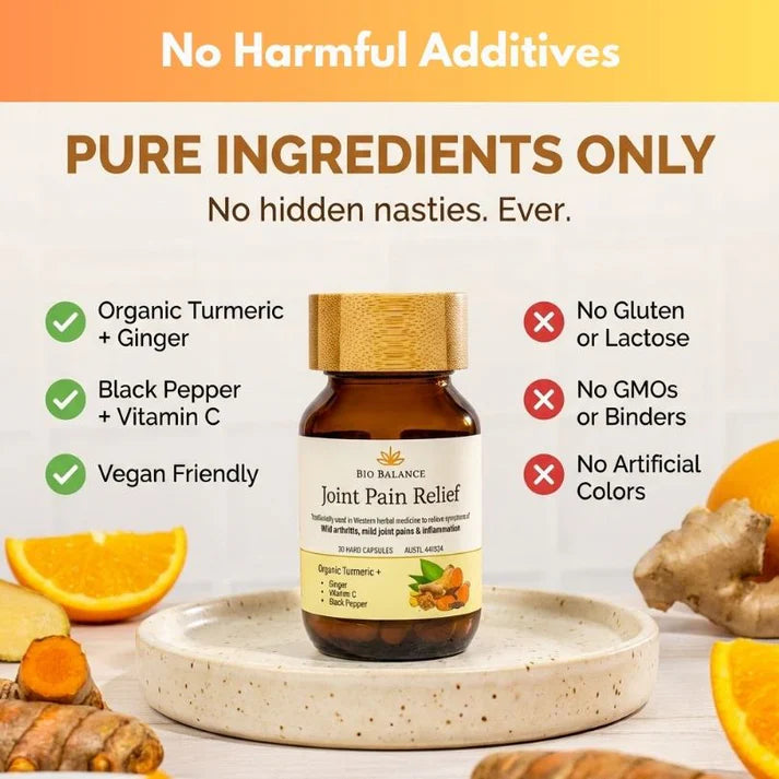 Joint Pain Relief -Organic Turmeric, Black Pepper, Ginger, Vitamin C 