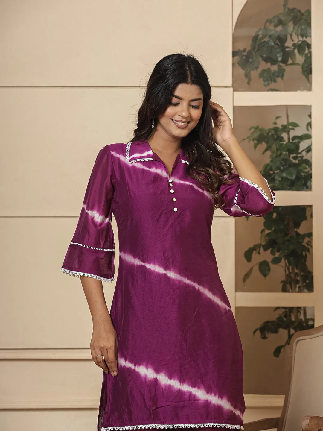 Yufta Purple Chanderi Silk Tie Dye Co-Ord Set 