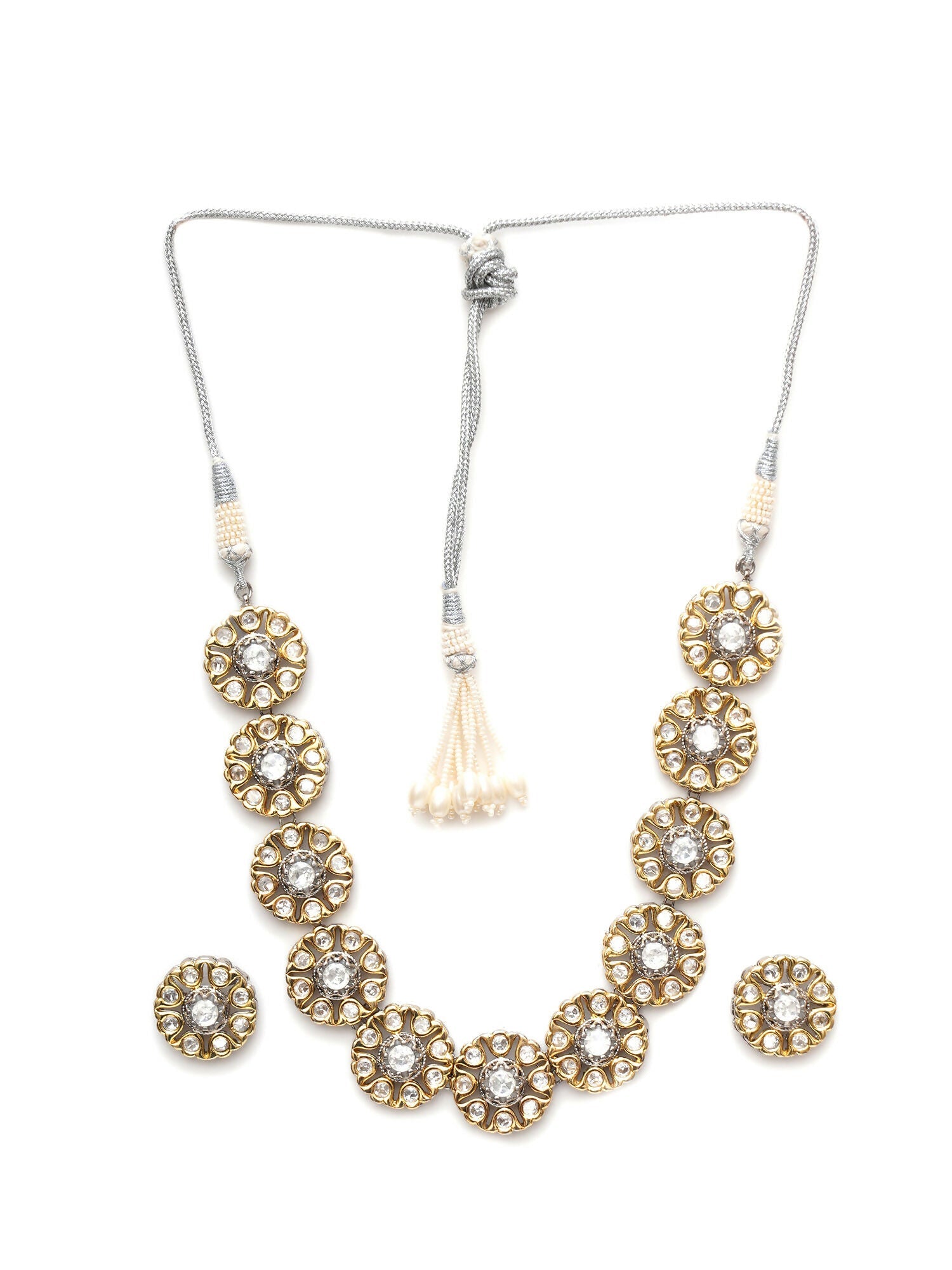 Kundan Choker with Studs Jewellery Set (silver) - Ruby Raang - Grab2buy