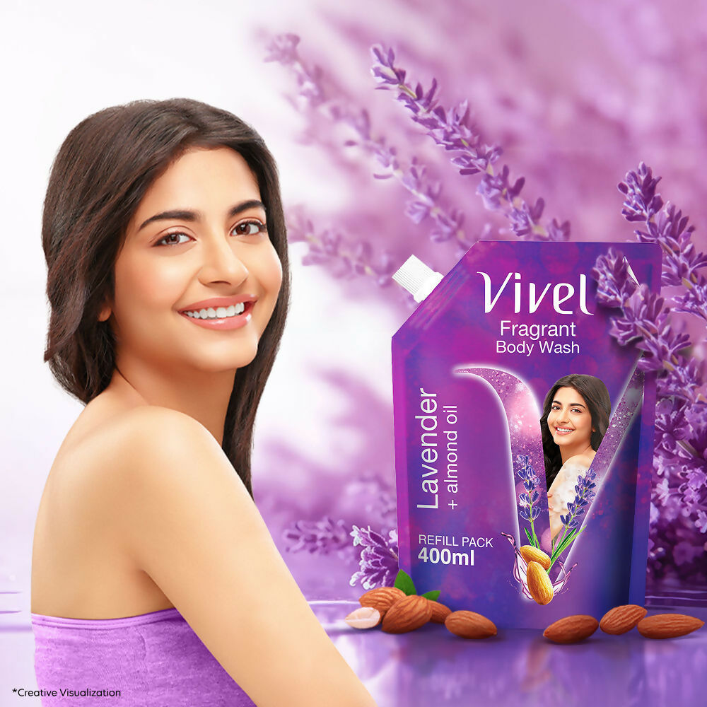 Vivel Fragrant Body Wash Lavender & Almond Oil Moisturizing Shower Gel Supersaver Refill Pack  Grab2Buy Vivel Grab2Buy