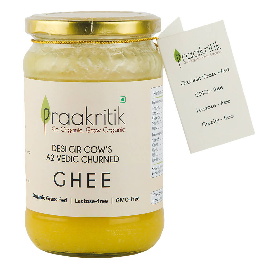Praakritik Natural Desi Gir Cow A2 Ghee | Organic Grassfed - Vegetarian GMO Free Lactose Free - Cow Ghee 