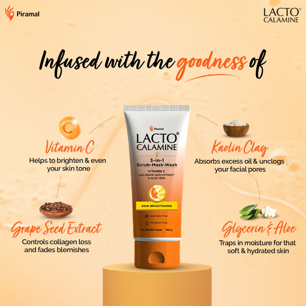 Lacto Calamine 3 - In - 1 Vitamin C Face Scrub - Mask - Wash 