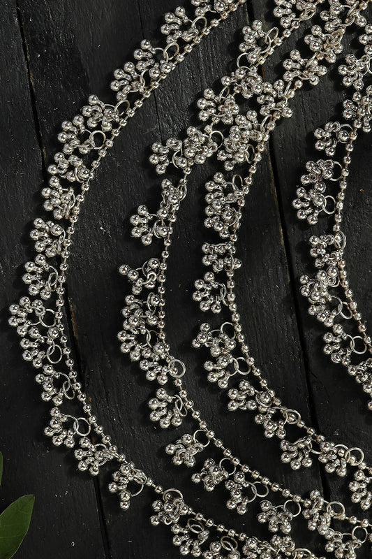 Mominos Fashion Johar Kamal Oxidised Silver-Plated Brass Finish Ghungroo Necklace with Earrings For Women - Grab2buy