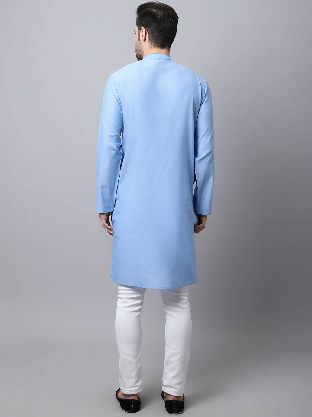 Even Apparels Blue Pure Cotton Men's Kurta With Side Placket (MMS503) 