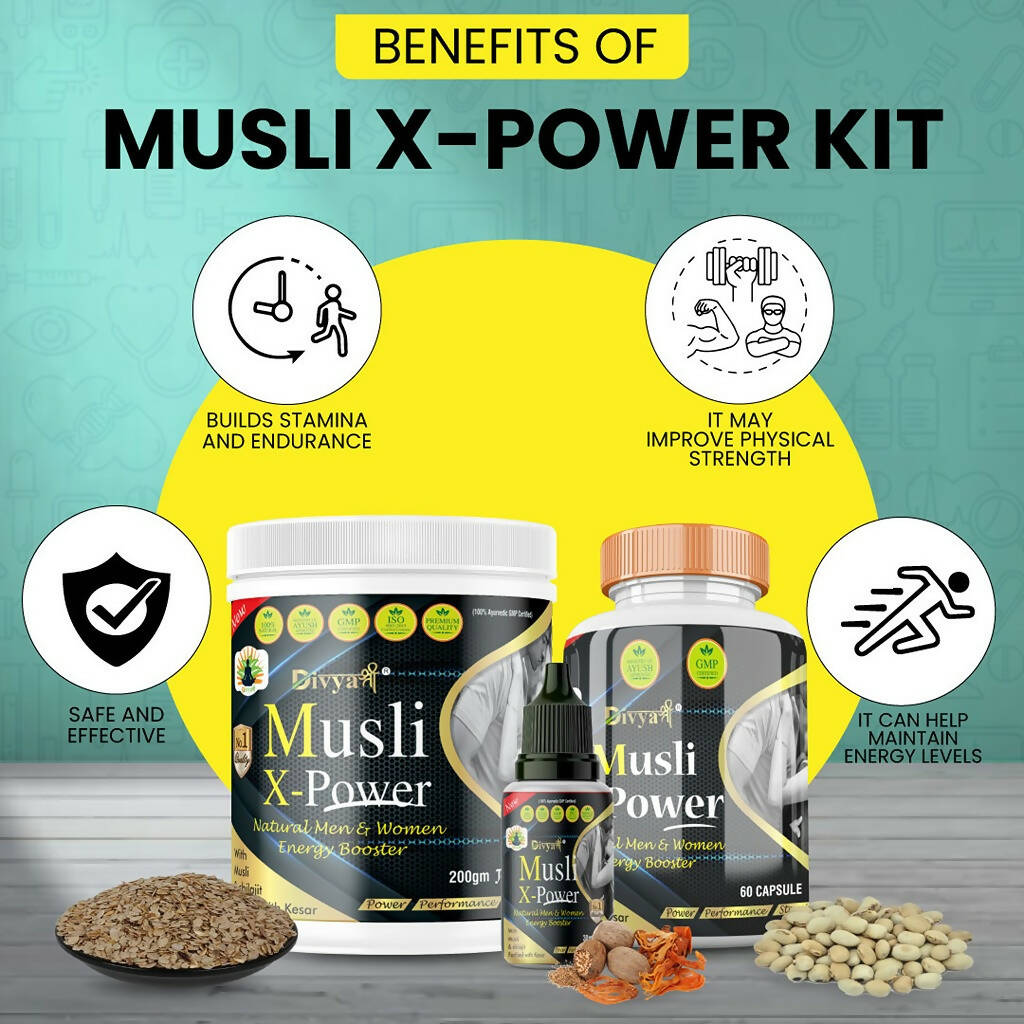 Divya Shree Musli X-Power Cap, Oil and Prash Combo 