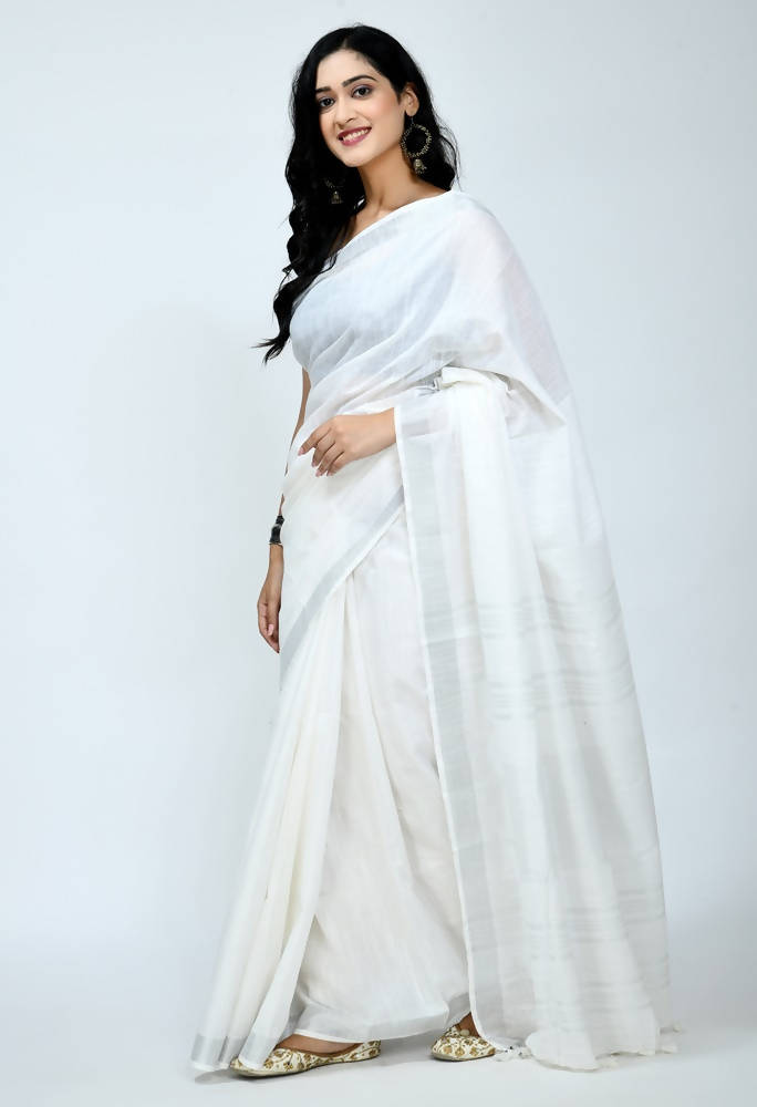 Mominos Fashion Moeza Bhagalpuri Handloom Silk White Grab2Buy 