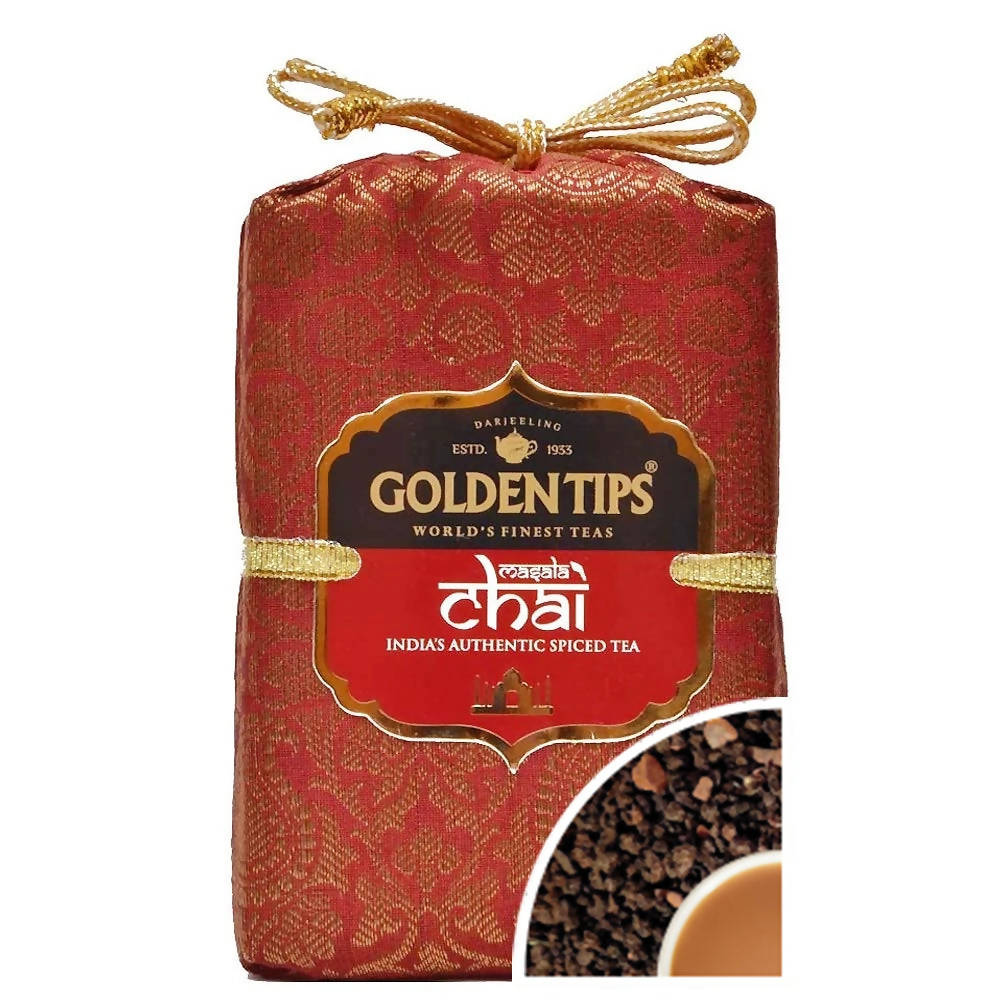 Golden Tips Masala Chai India's Authentic Spiced Tea - Royal Brocade Cloth Bag - Grab2buy