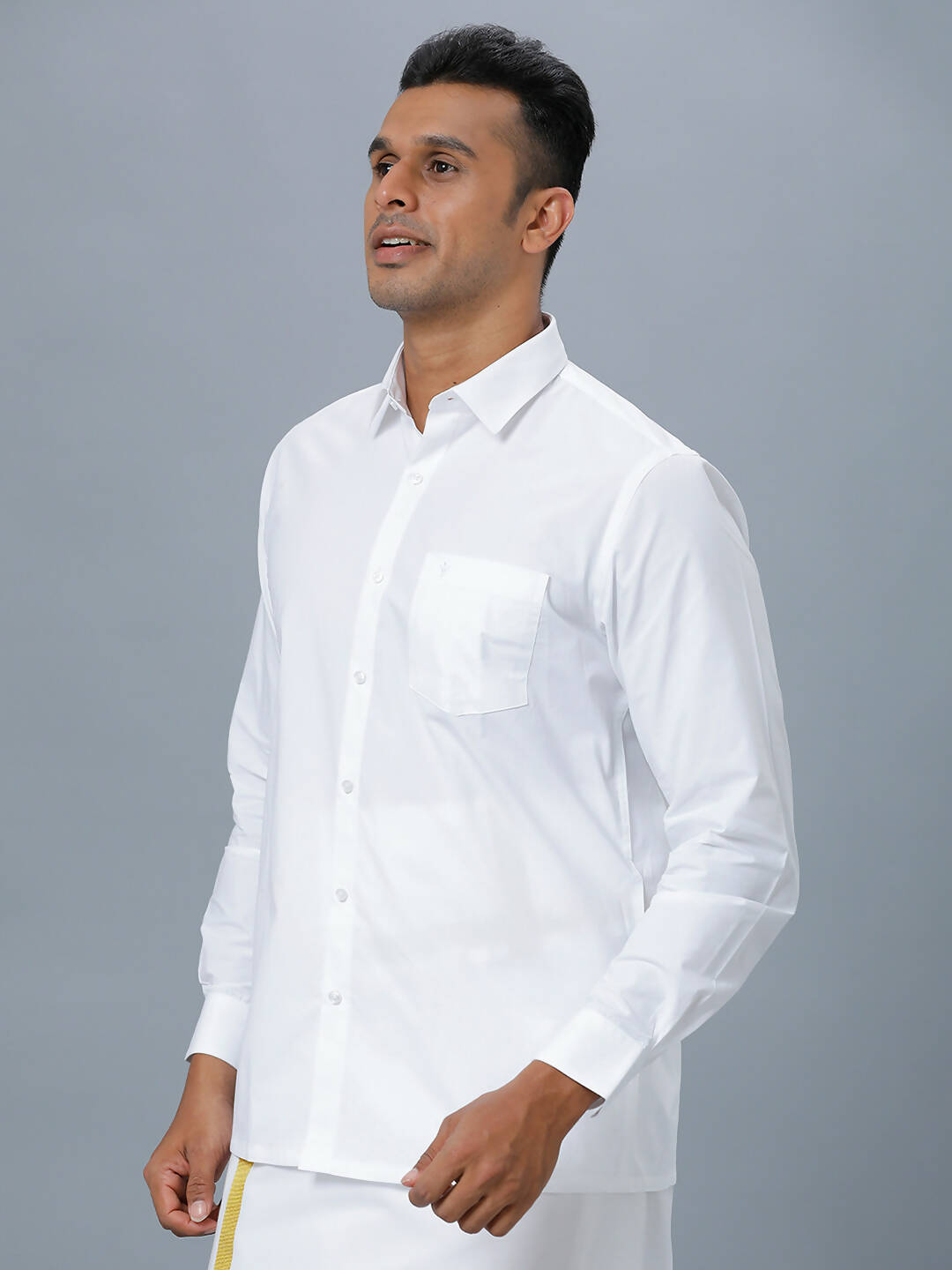 Ramraj Cotton Mens Full Sleeve Formal 100 % Cotton White Shirt 