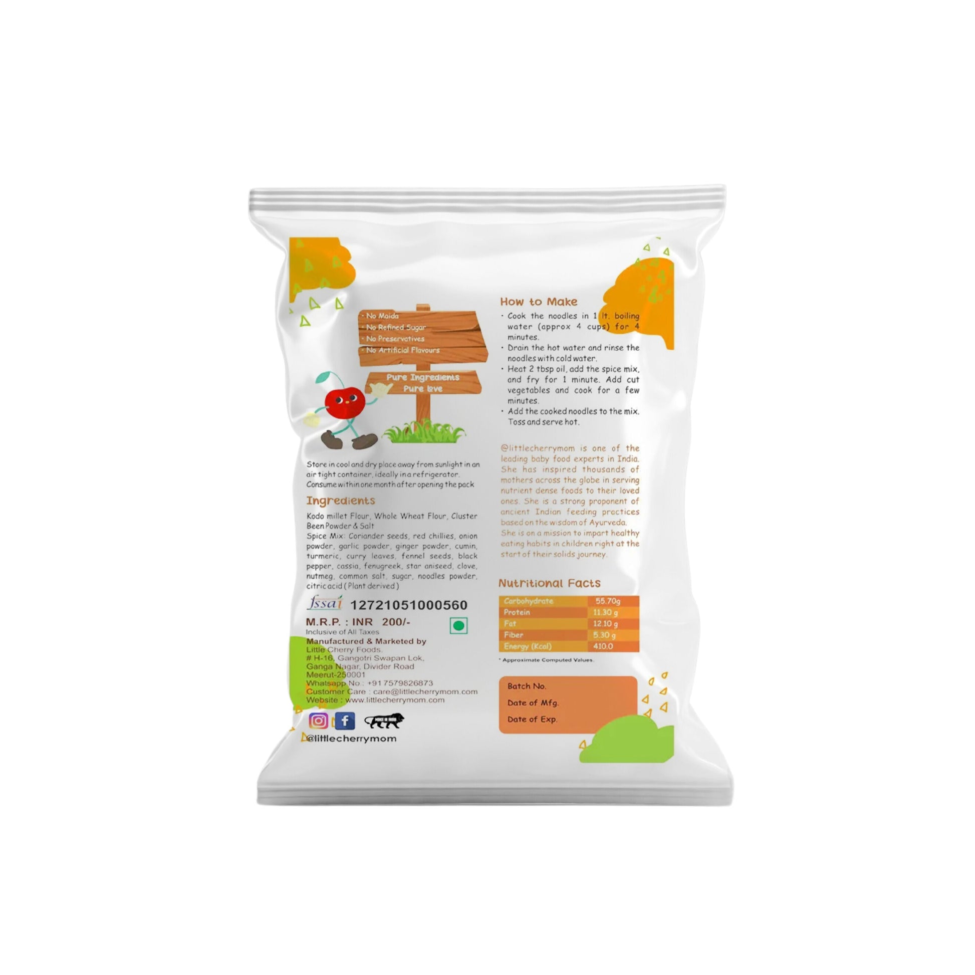 Littlecherrymom Kodo Millet Instant Noodles | Swadesiicart