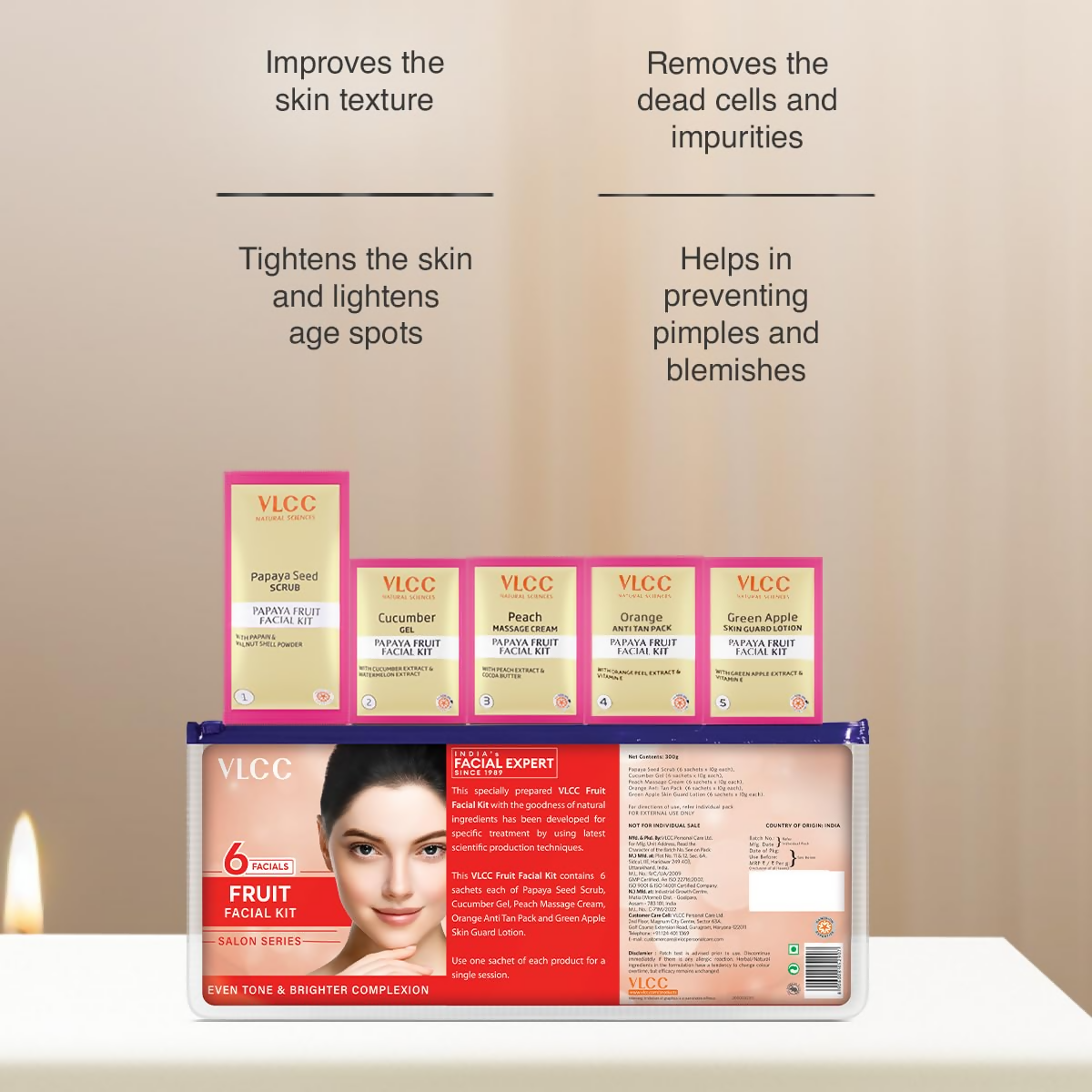 VLCC Salon Series Fruit Facial Kit - (6 Facials) For Lightens Dark Spots & Brightens Skin Tone  Grab2Buy VLCC Grab2Buy