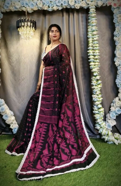Exclusive Collection Beautiful Black Jaal Jamdani Grab2Buy 