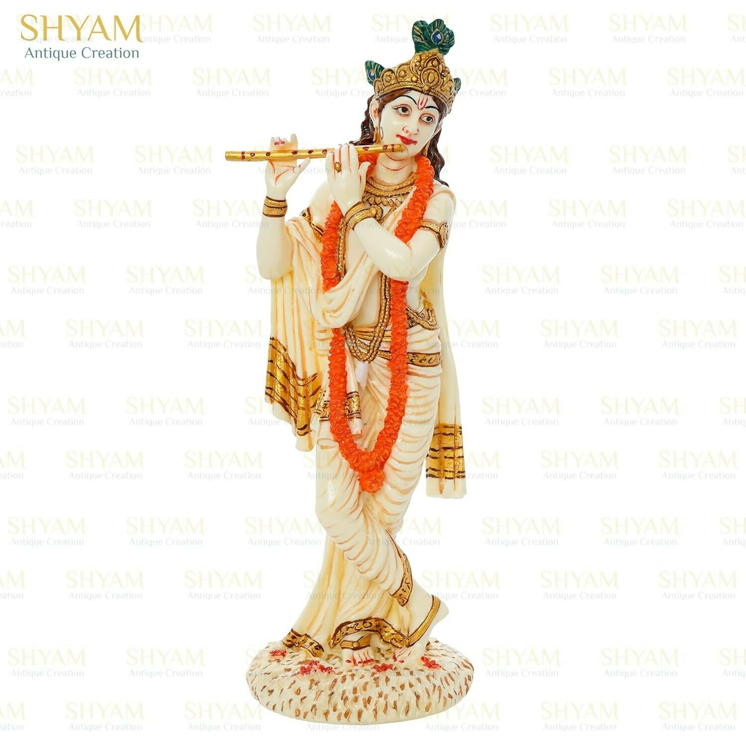 Shyam Antique Creation Lord shri Krishna Playing Flute Standing kanha Idol - Grab2buy