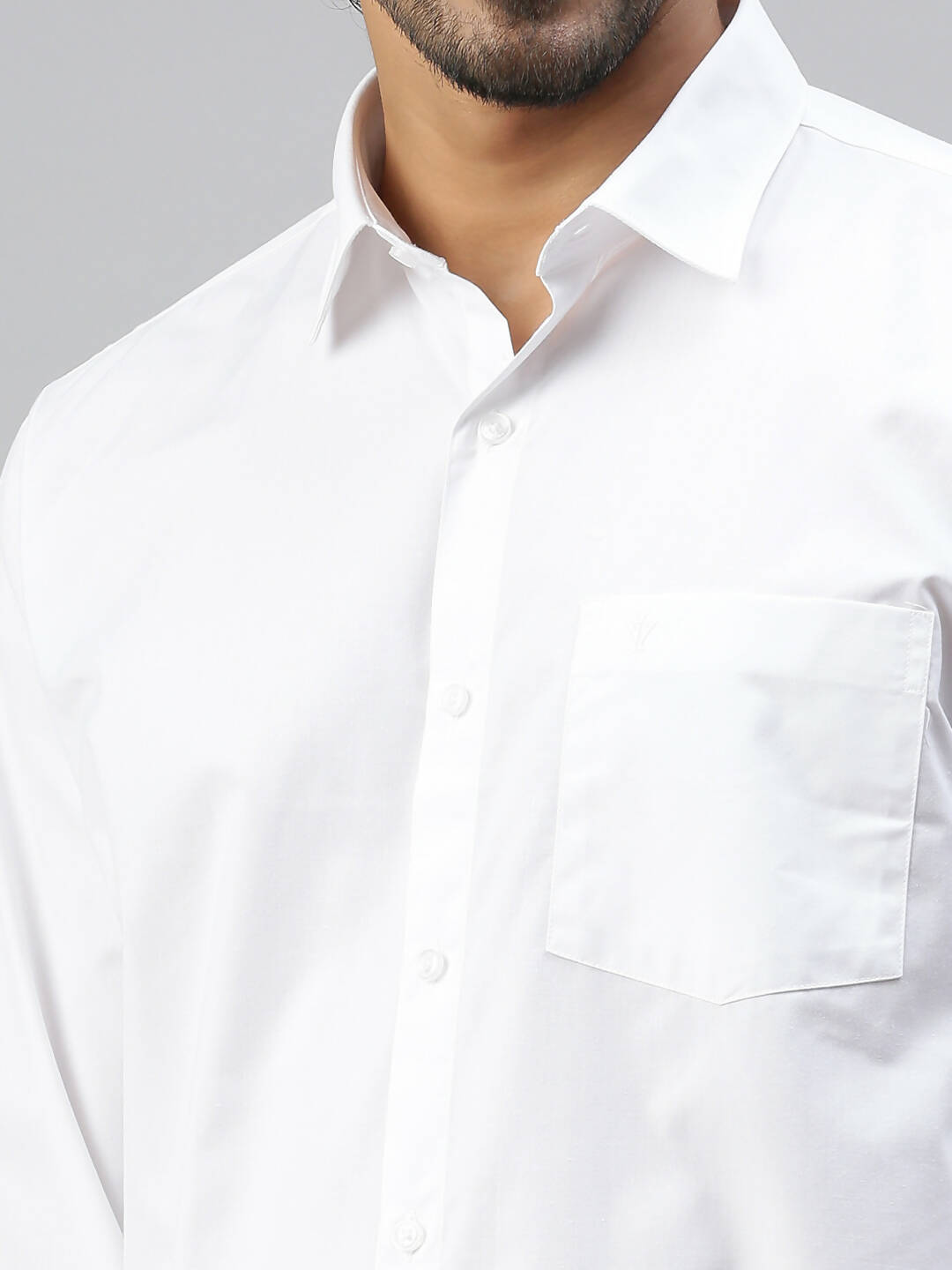Ramraj Cotton Mens Full Sleeve Formal Poly Cotton White Shirt 