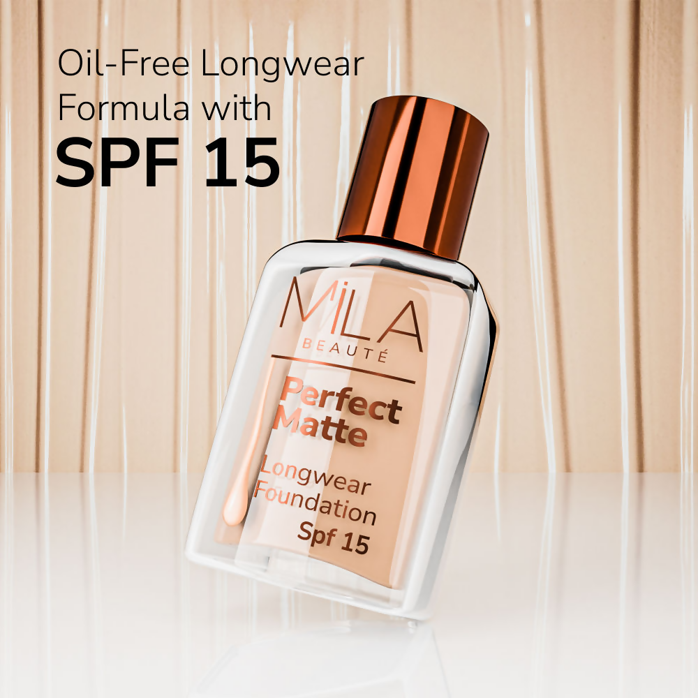 Mila Beaute Perfect Matte Longwear Foundation with SPF 15 & Oil Control Formula - Blush 
