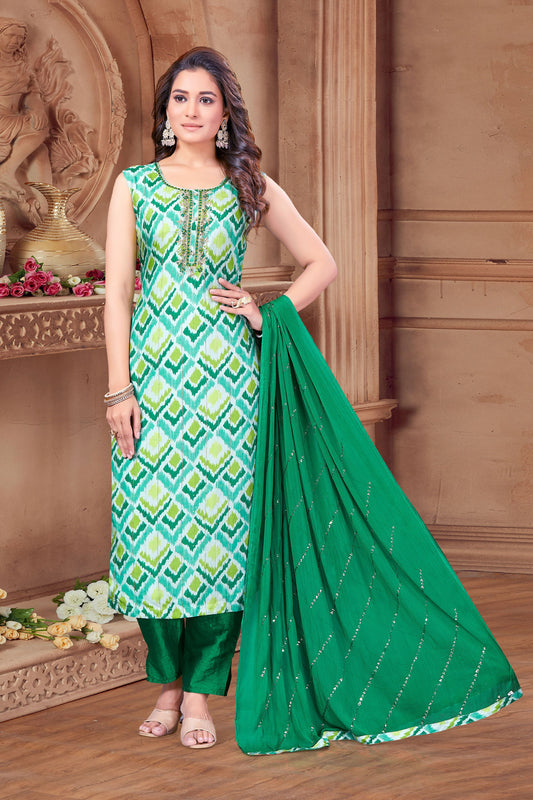 Joban Fashion Green Georgette Hand Work Kurta Set