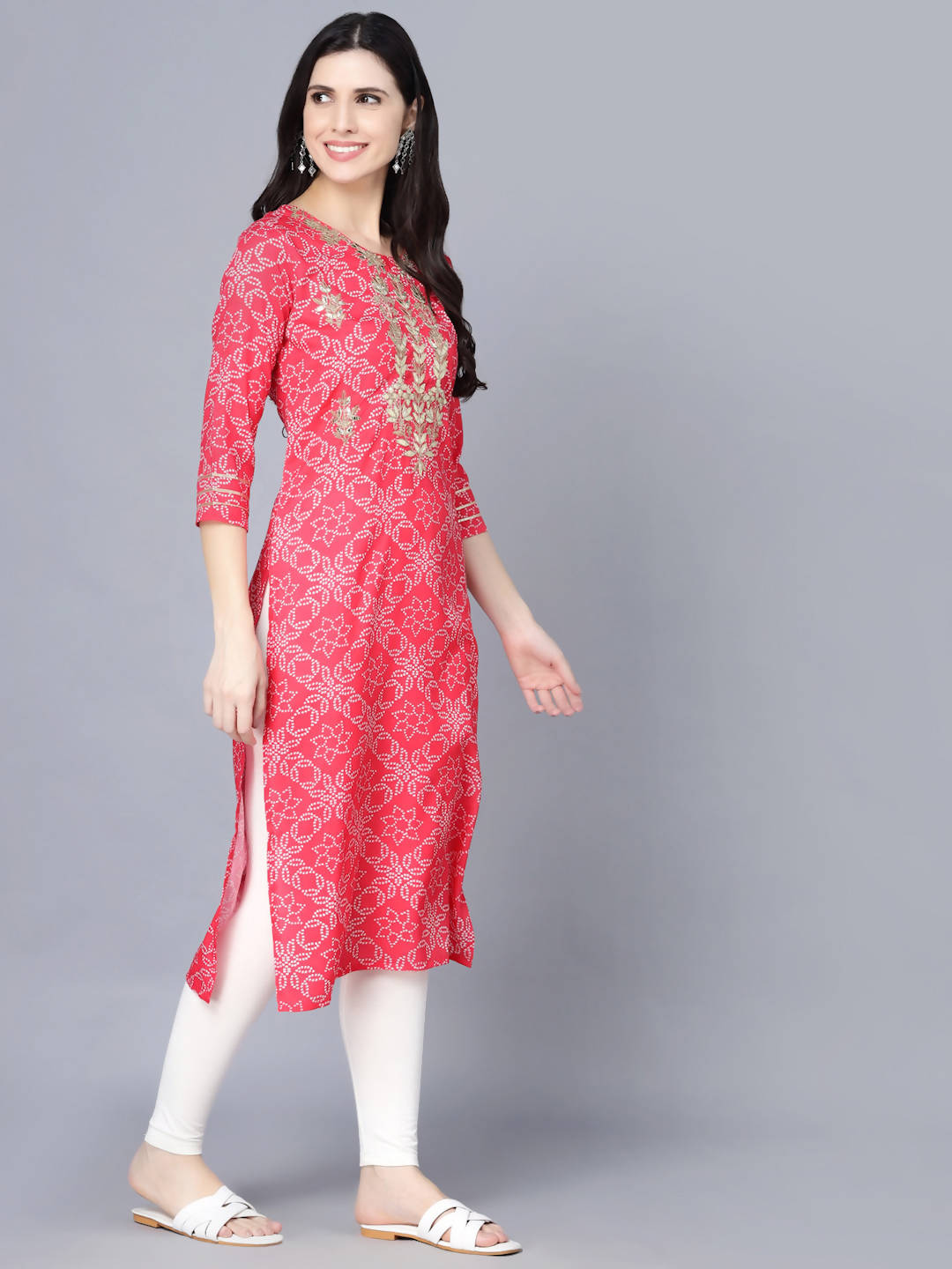 Myshka Women Pink Floral Printed Kurta