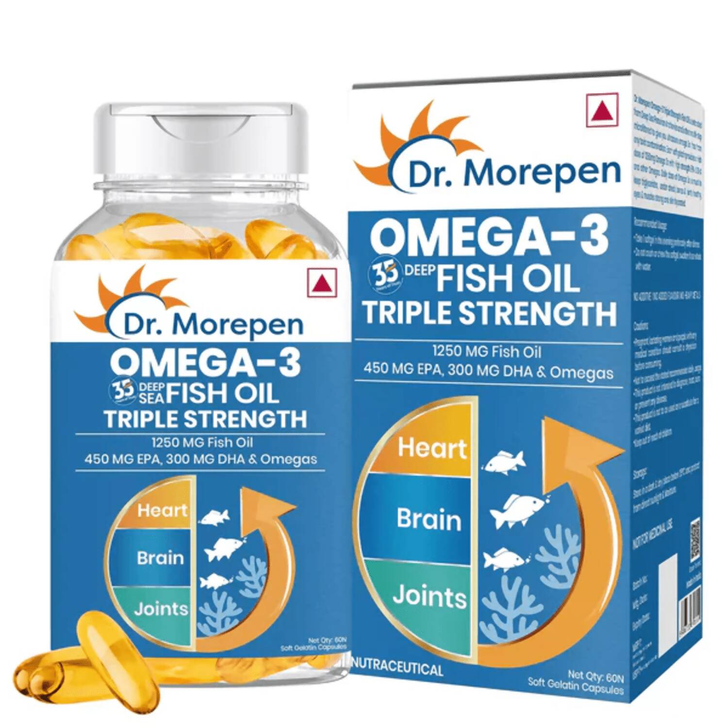 Dr. Morepen COD Liver Oil Softgels and Omega 3 Deep Sea Fish Oil Softgels Combo - Grab2buy
