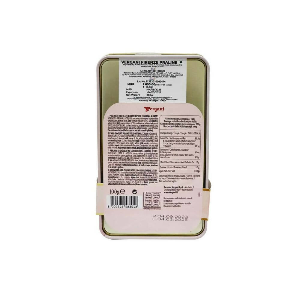 Ajfan Milk Chocolate Cream Pralines in Firenze Gift Tin 
