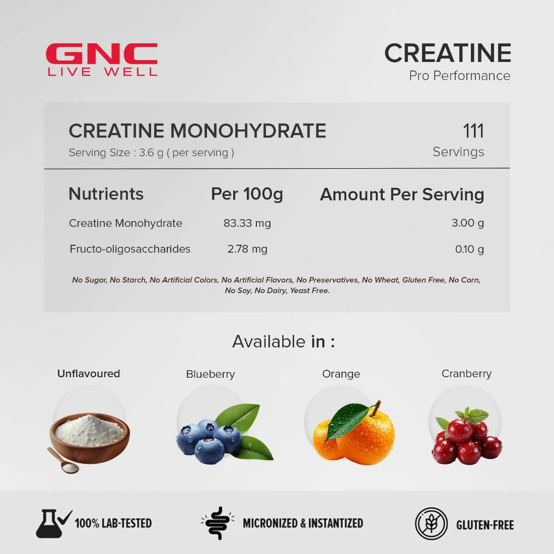 GNC Pro Performance Creatine Monohydrate Cranberry 