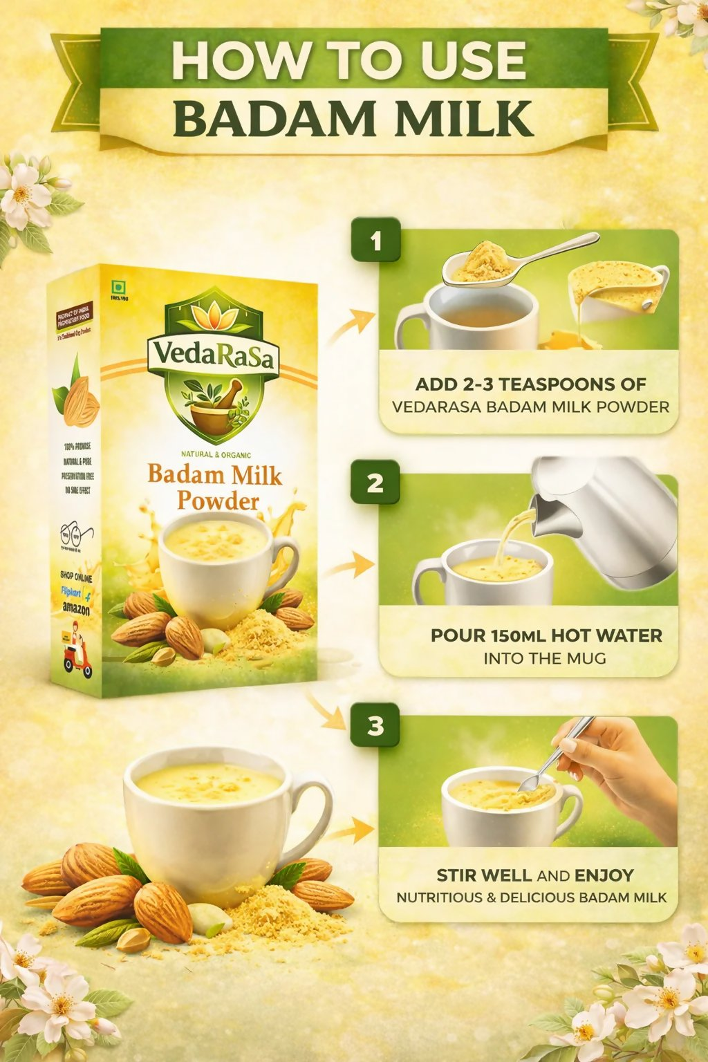 VedaRasa Badam Milk Powder Instant Almond Drink Mix  Grab2Buy VedaRasa Grab2Buy