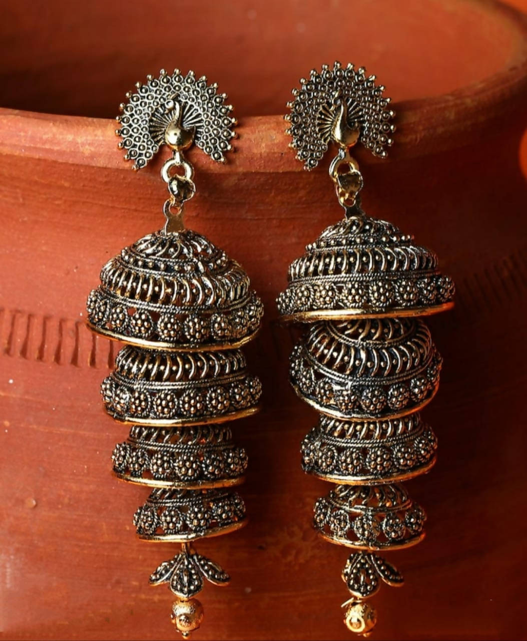 Mominos Fashion Peacock design Golden colour Earrings - Grab2buy