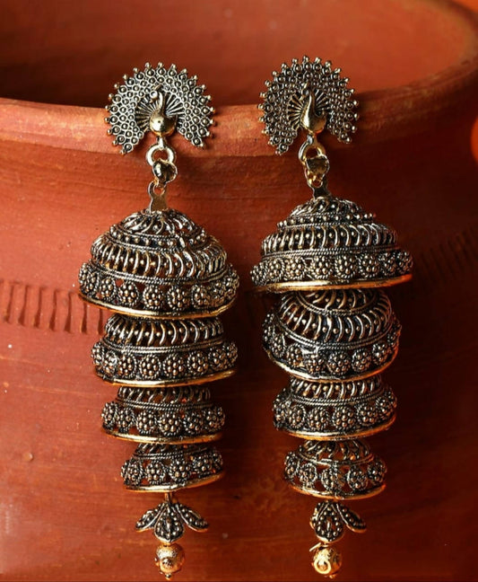 Mominos Fashion Peacock design Golden colour Earrings - Grab2buy