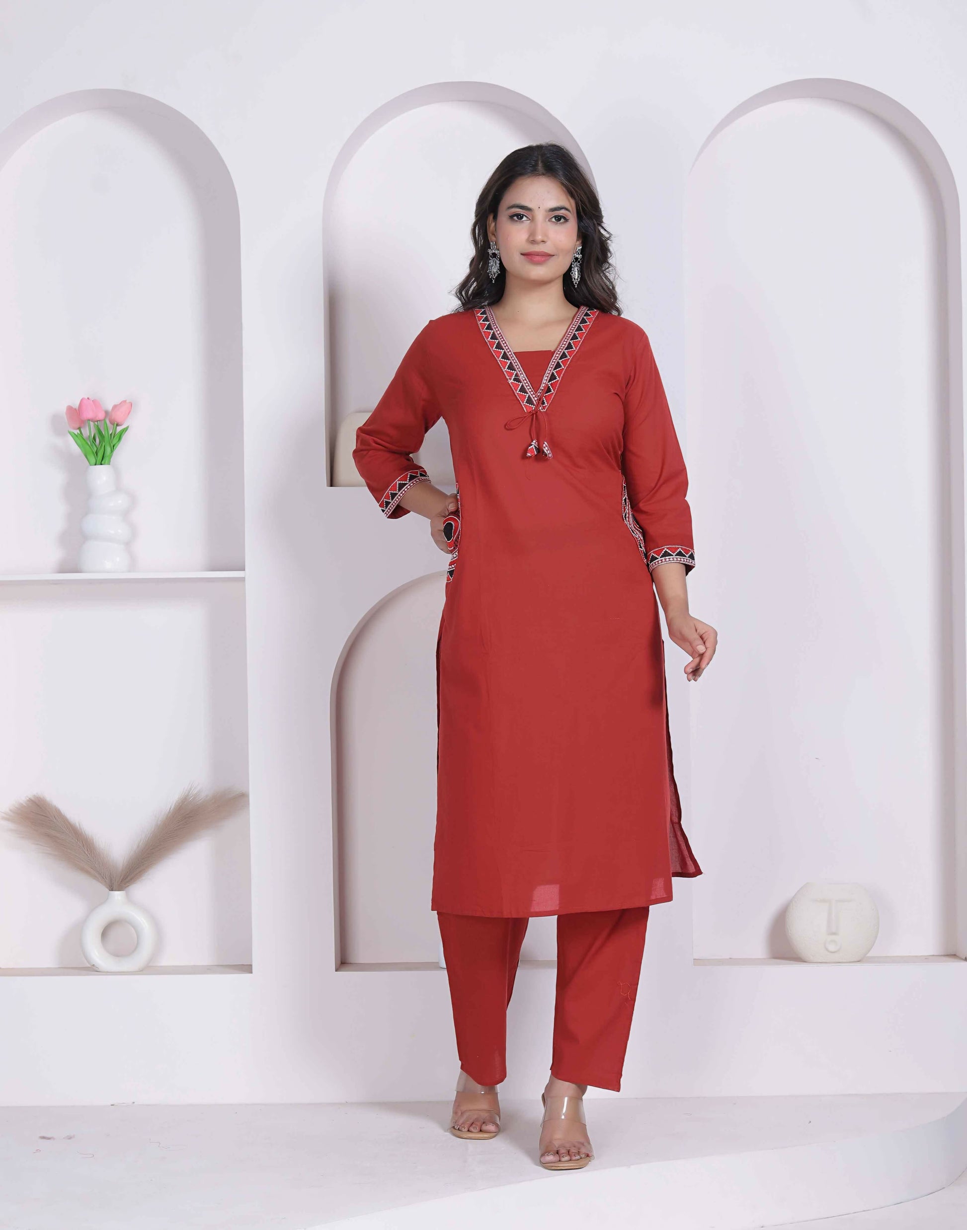 Miravan Womens Brown Straight Kurta Set