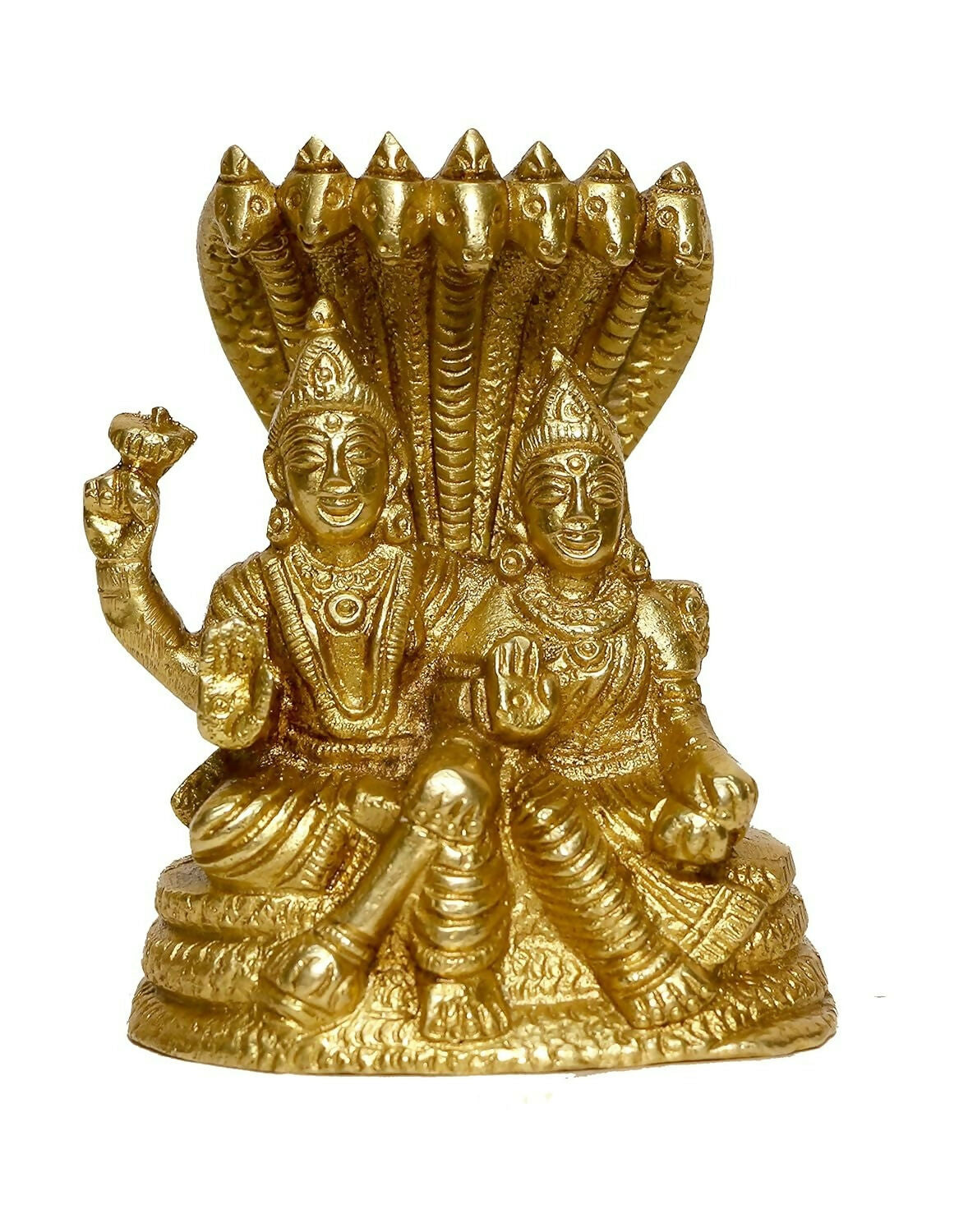 P.J.Handicrafts Brass Metal Statue Of Vishnu Ji With Laxmi - Grab2buy