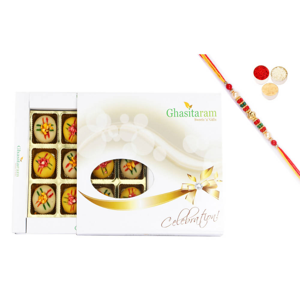 Ghasitaram Assorted Mawa Peda With Pearl Beads Rakhi 