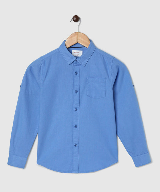 Manet Boys Full Sleeves Solid Shirt - Light Blue