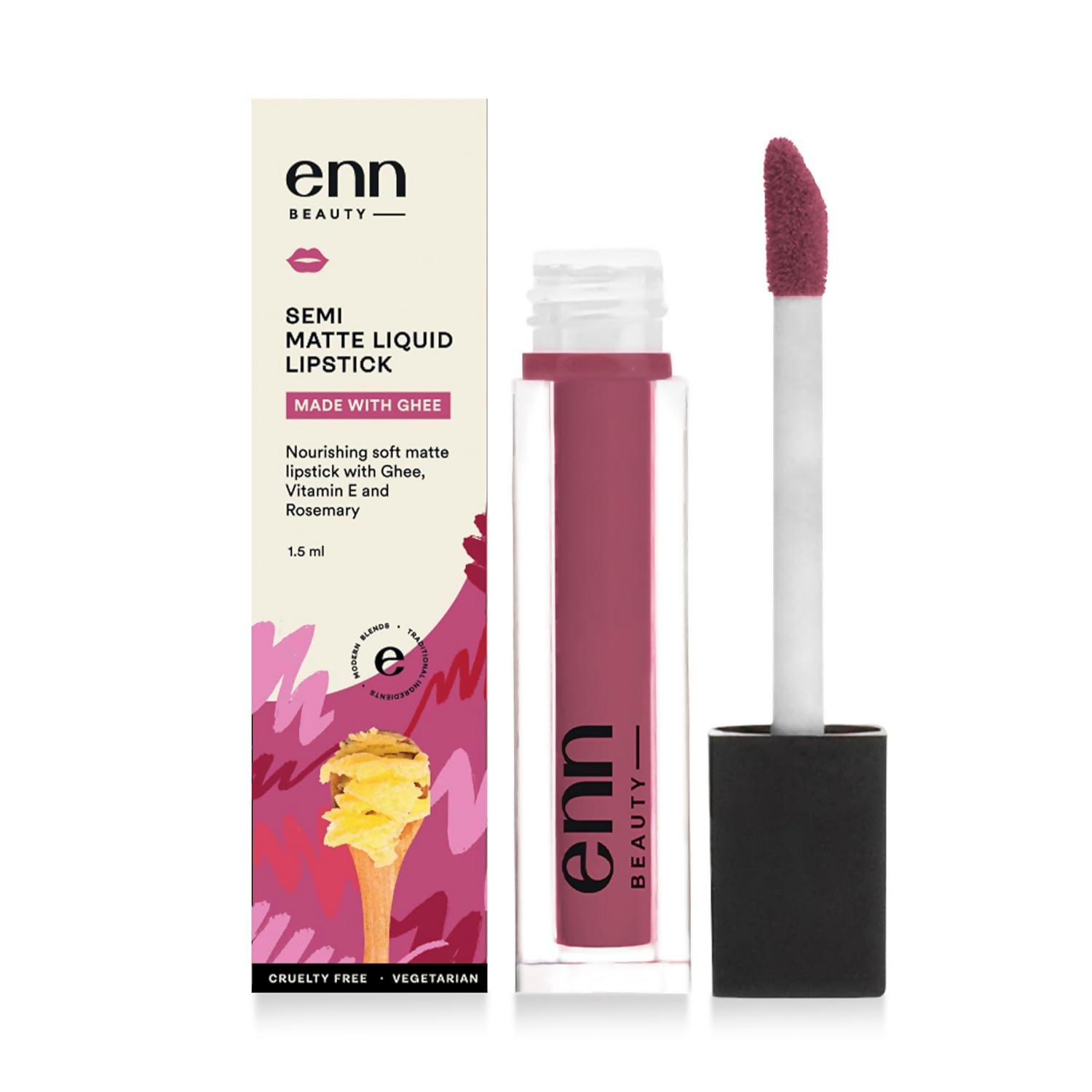 Enn Semi Matte Red Liquid Lipstick - Berry Vodka 
