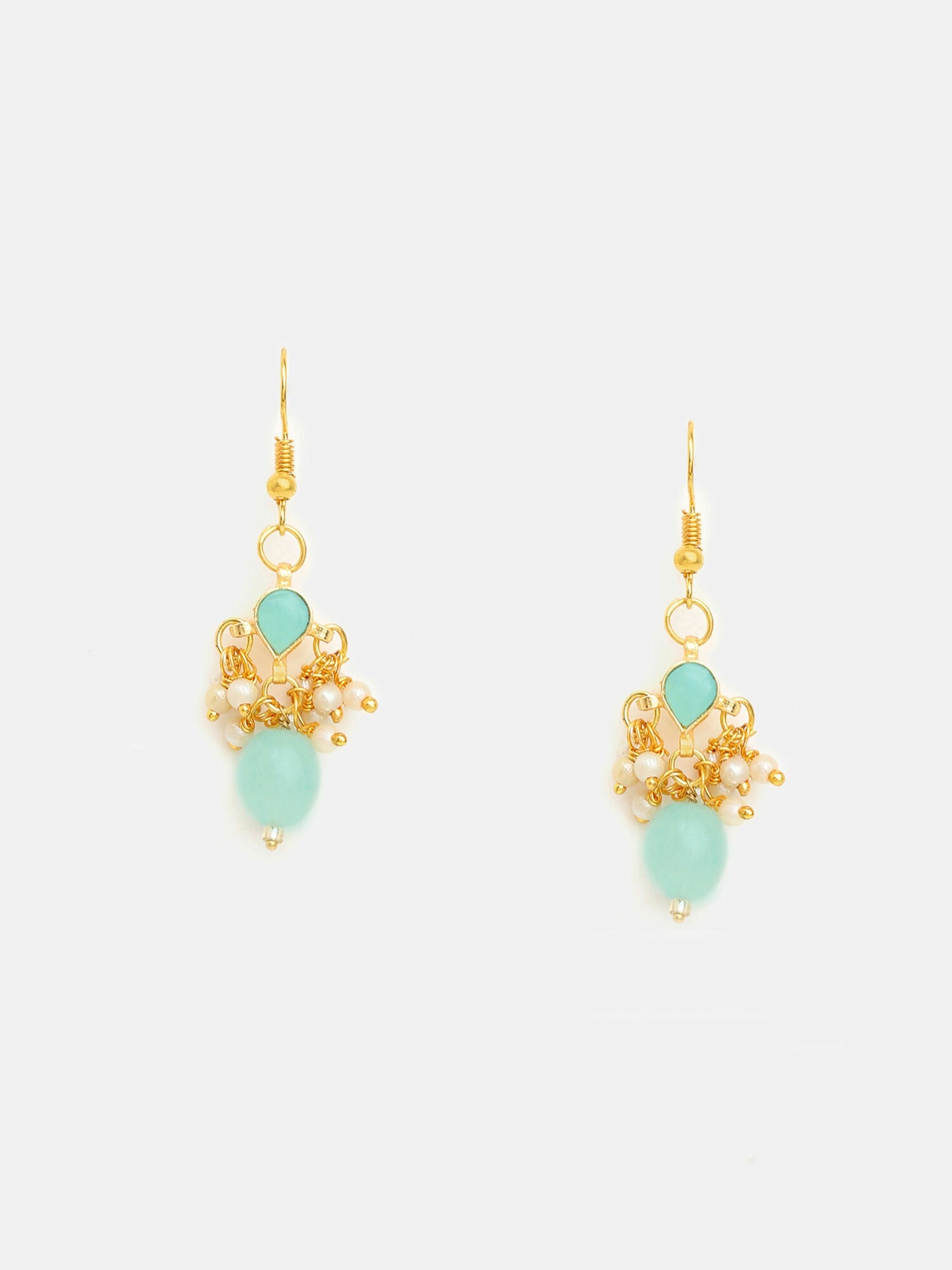 Ruby Raang Traditional Green Drop Maang Tikka And Earrings