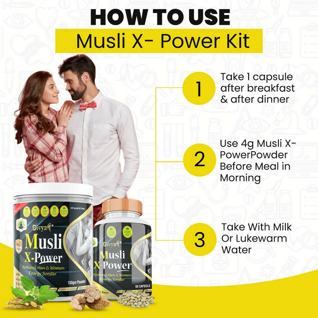 Divya Shree Musli X-Power Capsule, Powder Combo 