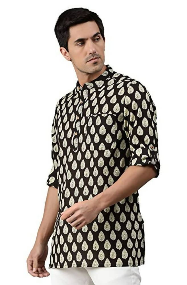 Janasya Men's Black Cotton Kurta