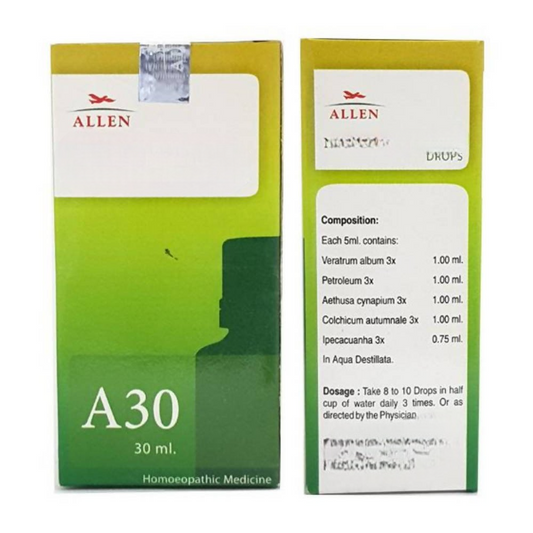 Allen Homeopathy A30 Nausea & Vomiting Drops 