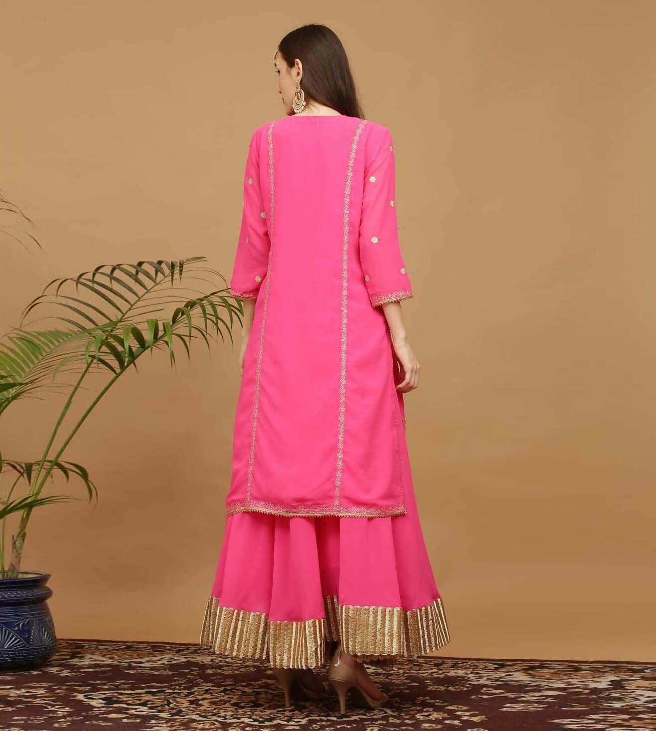 Joban Fashion Pink Georgette Lehenga Set