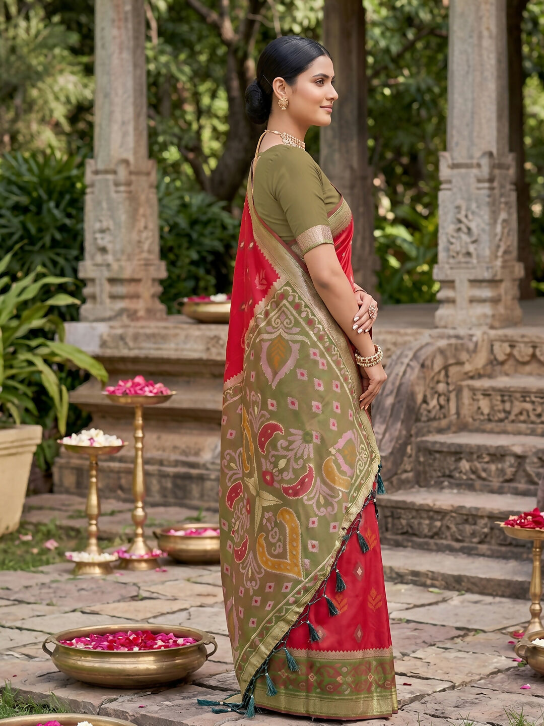 Shree Shyam Fashion Red Soft Silk Saree
