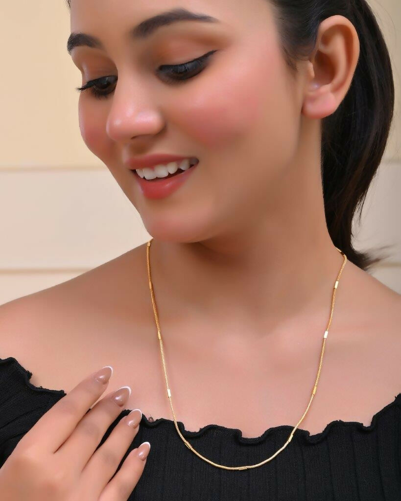 VOJ Women Gold-Polished Self Designed Pipe Chain 