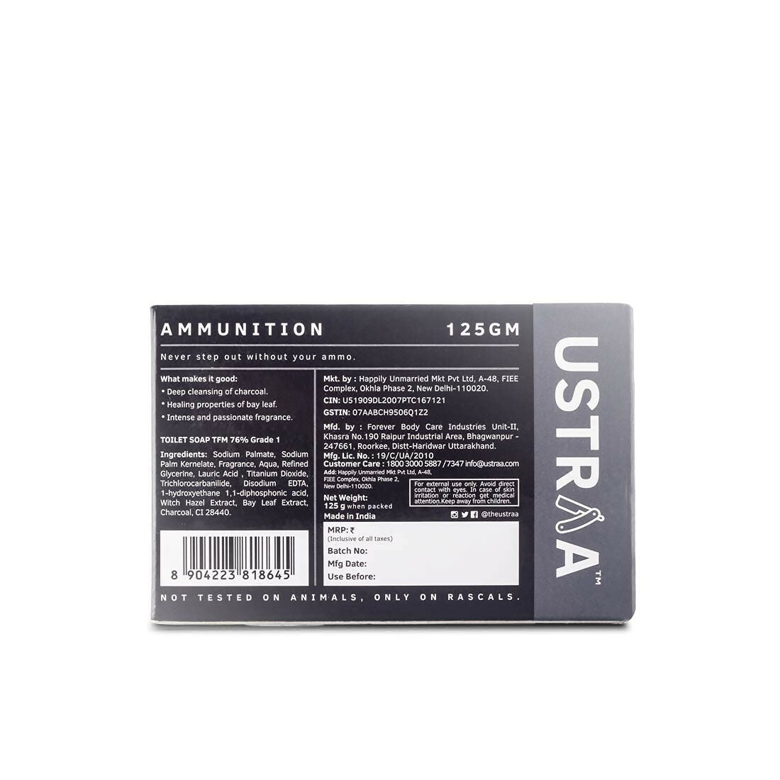 Ustraa Ammunition Cologne Soap with Charcoal & Bay Leaf  Grab2Buy Ustraa Grab2Buy