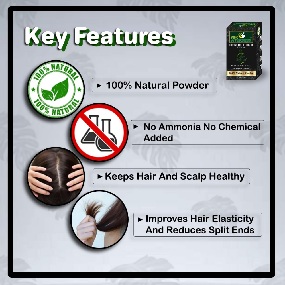 VedicAyurveda Natural Henna hair color Soft Black  Grab2Buy VedicAyurveda Grab2Buy