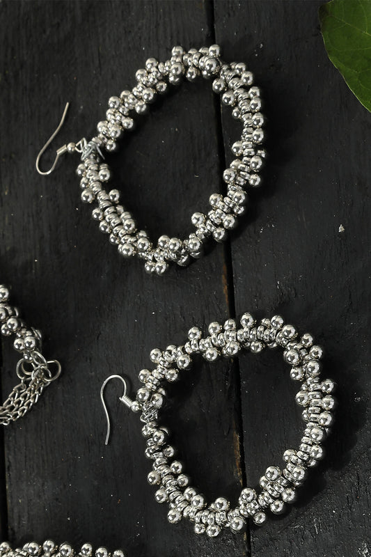 Mominos Fashion Johar Kamal Oxidised Silver-Plated Brass Finish Radha Kishan Long Necklace For Women - Grab2buy