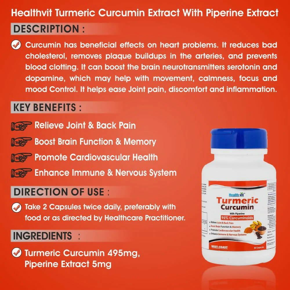 Healthvit Ultra-Pure Turmeric Curcumin Capsules - Grab2buy