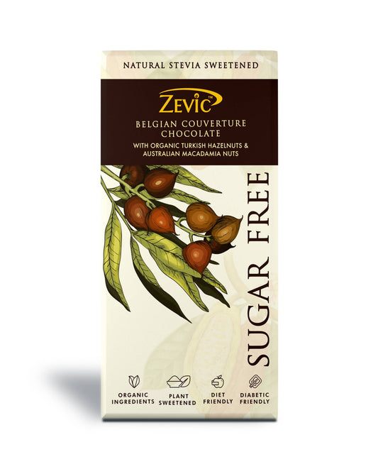 Zevic Belgian Couverture Chocolate with Organic Turkish Hazelnuts and Australian Macadamia Nuts  Grab2Buy Zevic Grab2Buy