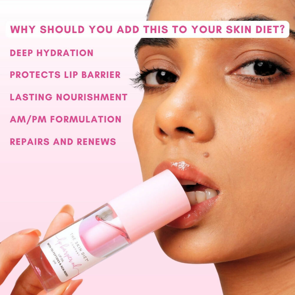 The Skin Diet Company Lip Barrier Oil Clear Gloss with Peptides Hydrates, For Dry & Pigmented Lips  Grab2Buy The Skin Diet Company Grab2Buy